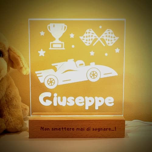SBUGATTA |Lampada Personalizzata Con Nome |Lampada Notturna Bambino Bambina Neonato |Luce Notturna Personalizzata Bambini |Regalo Battesimo Bimbo Bimba|Regalo Nascita Bimbo Bimba (Macchina)