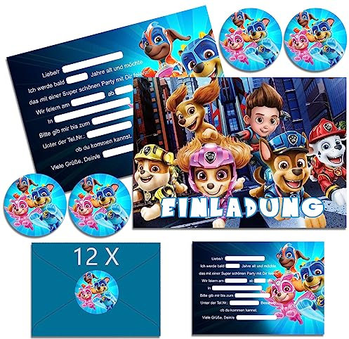 IRONIUM 12x Einladungskarten Kindergeburtstag Junge mit Umschlag Deutsch, Kindergeburtstags Party Einladungen, Cartoon Geburtstag Einladungskarten Set für Themed Party (A6) (E)