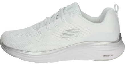 Skechers Femme Mousse Vapeur, White Mesh Silver Trim, 38.5 EU