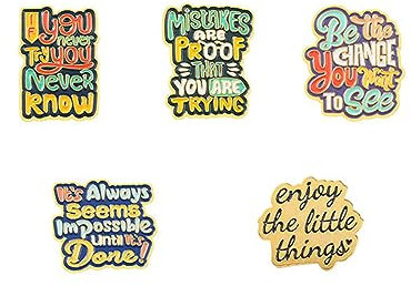 Zitate Brosche Set Positiver Buchstabe Emaille Pins Inspirierende Spruch Brosche Pins Motivierende Phrase Emaille Anstecknadeln Positiver Spruch Emaille Pin Set für Rucksäcke Kleidung Hüte Dekor
