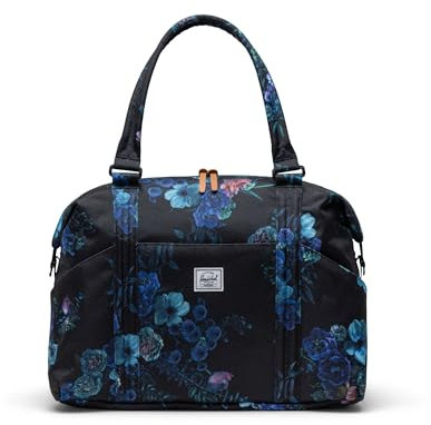 Herschel Strand-Duffle, 29 l, faltbare Reisetasche, Wochenendtasche, Herren und Damen, Reisetasche mit Schuhfach, Flugzeug-Handgepäcktasche, Umhängetasche, Abendblumen-Motiv, Recycelte Wasserflaschen