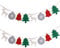 GORGECRAFT Weihnachtsbanner Flagge Weihnachtsbaumgirlande 16 Anhänger 3 m Seil Kugel Hirsch Baum Und Glocke Stoffbanner Wimpelkette Für Weihnachtsbaum Feiertage Drinnen Draußen Zuhause Hängedekoration