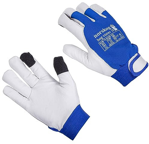 norskog Bog Vinter 12 Paar Winter-Arbeitshandschuhe, Leder Handschuhe, Monteur, isolierte Handschuhe, kältebeständig, für Touchscreens, winddicht, ideal für Eis, Schnee, kaltes Wetter (12, 9)