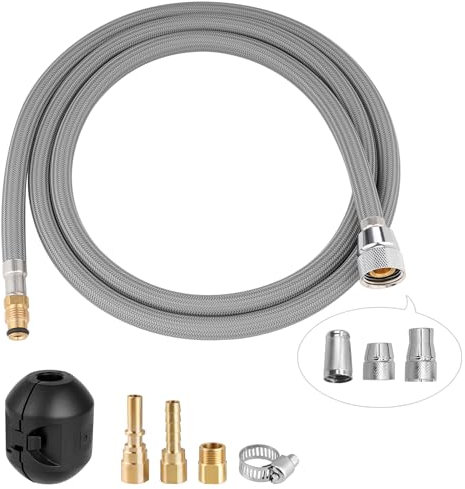 Hibbent Pull-Down Wasserhahn Schlauch Ersatz kompatibel mit Hansgrohe/Grohe Küchenarmaturen mit 6 Adaptern, Standard 88624000/46174000/46092000 Modell Schlauch Ersatz, 1,5m, mit Gewichtskugel