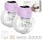 Electric Breast Pump, Breast Pumps Electrical 4 Modes 12 Levels, Hands Free Wearable Portable with LED Display, Low Noise Painless Rechargeable Wireless Breast Pump W/21&24MM Flanges(Purple 2PCS)
