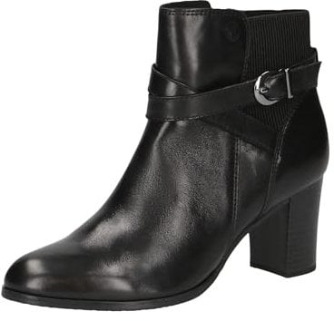 CAPRICE Damen Stiefeletten mit Absatz aus Leder mit Schnalle, Schwarz (Black Nappa), 37.5 EU