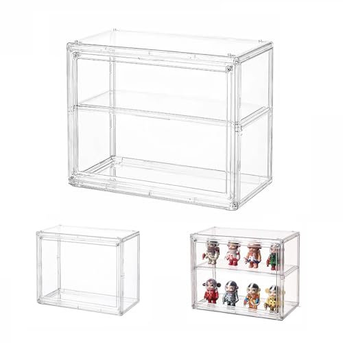 Dasellfa Vitrine Schaukasten Plexiglas Box, Acryl Vitrine, Sammlervitrine mit Tür, Für Minifiguren, Figuren Vitrine Kleine, Action Figuren Spielzeug, Modellautos, Sammelfiguren (27*13*22cm)