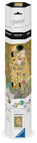 Ravensburger CreArt Leinwand Der Kuss (Klimt) - Malen nach Zahlen | DIY Malset mit Pinsel und Acrylfarben, 30 x 40 cm, Geschenk für Frauen und Männer