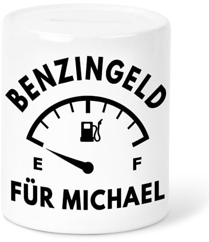 Spardose Benzingeld personalisiert mit Namen Geldgeschenk Verpackung Sparbüchse Führerschein bestanden Geschenk Tankgutschein Sparschwein aus Keramik