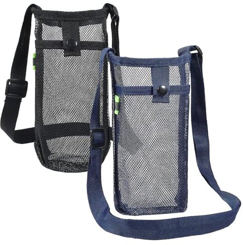 2 soportes para botellas de agua de malla, bolsa para botellas, funda para botella de agua con correa ajustable para el hombro para fitness, caminar, escalada, senderismo y más