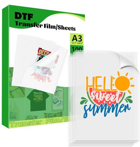 DTF Transferfolie, Sublimations-Transferpapier, A3, 29,7 x 41,9 cm, doppelseitig, matt, transparent, Vorbehandlungsblätter, Wärmetransferpapier für Epn-Tintenstrahldrucker, DTG-Drucker, A3-Papier für