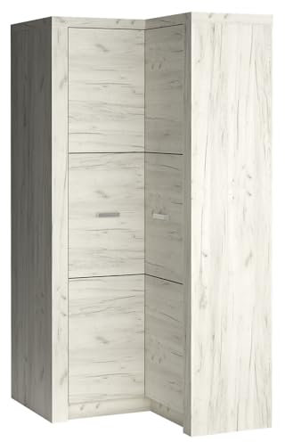 Lomadox Eckkleiderschrank Kleiderschrank Garderobenschrank Schlafzimmerschrank Hängeschrank Wardrobe modern in weiß