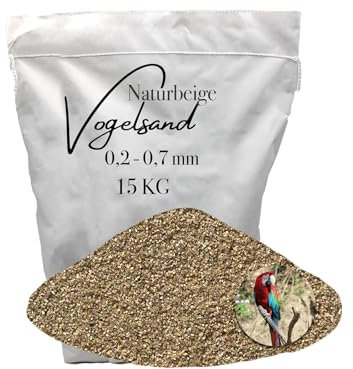 15kg Vogelsand 0,2-0,7 mm ohne Zusatzstoffe wie Anis und Grit Beiger keimfrei qualitativ hochwertig Bodengrund für Käfige