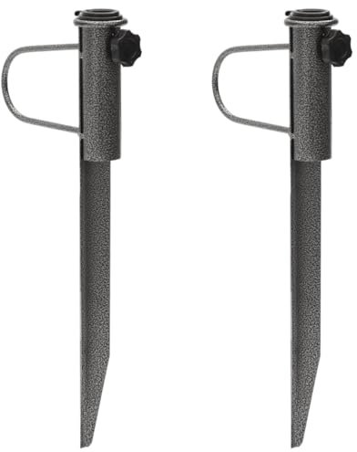 Lot de 2 pieds de parasol avec piques en acier galvanisé 19 x 42 cm