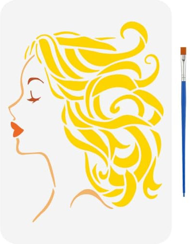 FINGERINSPIRE Zeichenschablone Für Frauenköpfe Mit Pinsel 29.7x21cm Malvorlage Für Schöne Damen Modische Frauen Dekoration DIY Bastelschablone Zum Malen Auf Holz Wänden Stoffen Und Möbeln