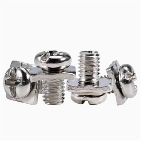 DEPYEE 10/30/50 Stück M3 M3.5 M4 M5 vernickelte Anschlussblockschraube mit Vierkant-Unterlegscheibe Flachkopf-Sems-Schrauben(50Pcs,M3x5x6)