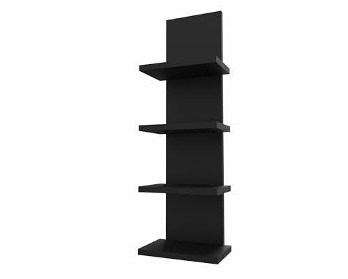 MARAND Moderne Bücherregal - 4 Regale - Regal Kinderzimmer Aufbewahrung - Regal Schmal - Wohnzimmer Regal - Bücherregal Schmal - Holzwerstoff - Matt Schwarz