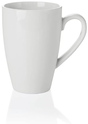 6x Becher Tasse, 450 ml, weiß, Porzellan, Kaffeetasse Konische Form