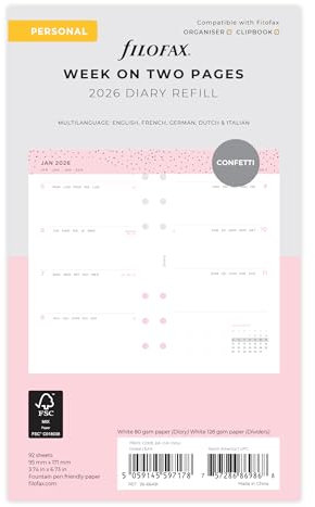 Filofax Kalender Confetti Week to view Illustrated Diary Refill Pack Personal 2026