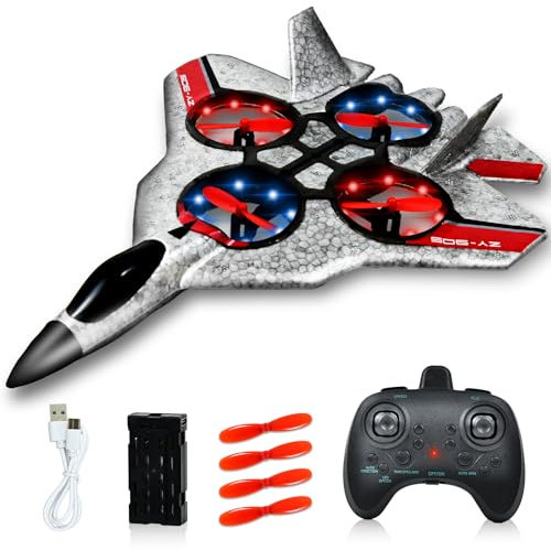 Ulikey Avion Télécommandé, 2,4 GHz RC Avion avec LED, Gyroscopique à 4 Axes, Chargement par USB Avions Télécommandé Planeur Volant, pour Enfants Débutants Cadeaux, Télécommandés Jouet Extérieur