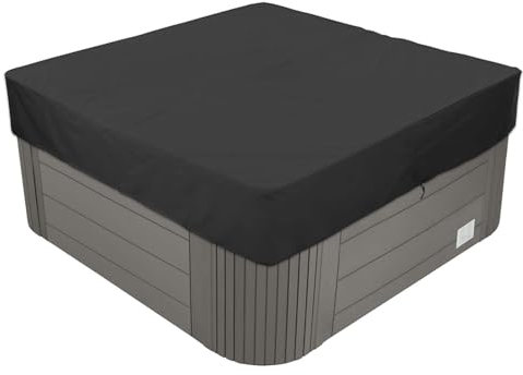 BaCover Copertura per Vasca Idromassaggio da Giardino, Telo Copri per Spa Quadrato in Tessuto Oxford 210D Impermeabile Resistente ai Raggi UV,più Dimensioni a Scelta,Nero,210x210x30cm