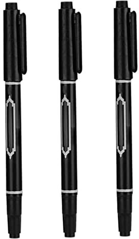 Temporäre Tattoo -Marker, 3pcs Tattoo -Schablonen, feiner Point Body Ink Stift, Doppelkopfstifte für Körper- und Gesichtskunst (schwarz)