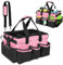 Yallmie Cleaning Caddy Bag with Handle, Cleaning Storage Bag Adjustable Car Detailing Bag, Caddy Organiser Large Multi Pocket Bucket Tool Bag for Home, Car, Garden, Craft (Pink)