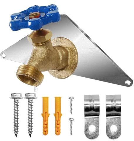 Outdoor Faucet Mounting Plate Hose Bib,Triangle Outdoor Frost Proof Siding Mount Plate | Stainless Steel Spigot Mounting Backing Board, No Plumbing Or Removal Required