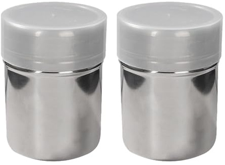 2Pièces Saupoudreuse Sucre Glace,Cacao en Poudre Sucrier de à Inoxydable Saupoudrer Acier Bouilloire Distributeur Fer La Sirop économiseur,Poudreuse Poudrier Tamiseur,pour Chocolat Epice Perlé Farine