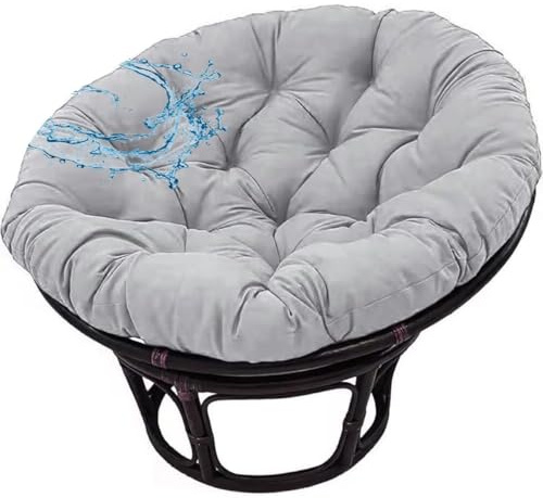Polster Für Papasansessel Wasserdicht Rundes Auflage, Ersatzpolster Papasan,Bodenkissen Gepolstert Sitzkissen Hängesessel Für Korbsessel Outdoor Gartenmöbel Sitzauflage(Hellgrau,170cmx170cm)