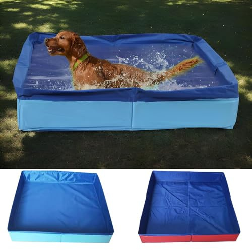 2 Hundepaddel Pool Faltbar, Hundepool Für Große & Kleine Hunde, Hunde Planschbecken, Haustier Swimmingpools Quadratische, PVC Quadratisches Faltbares Hundes Badebecken rutschfeste Aufblasfreie Wanne
