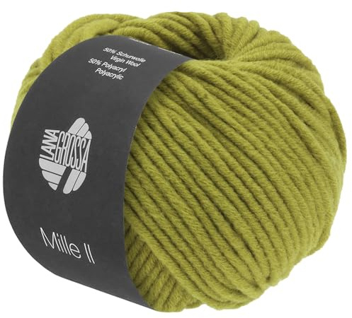 LANA GROSSA Mille II | Strapazierfähiges Mischgarn mit Merinowolle, waschmaschinenfest | Handstrickgarn aus 50% Schurwolle & 50% Acryl | 50g Wolle zum Stricken & Häkeln | 55m Garn FB 173