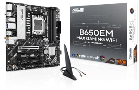 ASUS Scheda madre B650EM MAX Gaming WiFi AMD B650 mATX, DDR5, PCIe 5.0 Ready, 3X slot M.2, WiFi6, Ethernet da 1 GB, DisplayPort, HDMI, porte USB posteriori da 10 Gbps Type-A e Type-C, Flashback BIOS