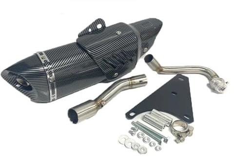 DIQXLGS Komplette Auspuffanlage Für Vespa 50ccm 4T 2V Motorrad Roller Auspuffanlage 38 Mm Schalldämpfer Rohrbogen Fluchtrohr(SCHWARZ)