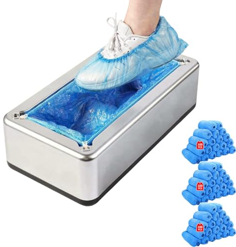 Zenselect Protector automático para zapatos, máquina automática con 300 fundas desechables para zapatos, para casa, oficina, hotel, fábrica (plata)