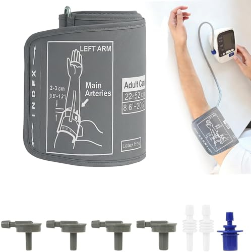 Extra Large Blood Pressure Cuff 22-52CM Adjustable BP Cuff Replacement for Blood Pressure Monitors Compatible with Universal Devices 6 Connectors for Adult Big Arms Men Women Home Use (Gray)