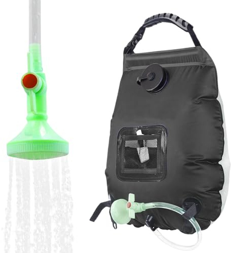 Portable Shower for Camping, 20 Litres Detachable Solar Bath Tool with Shower Head and Hose | Outdoor Camp Showering – for Home, Travel, Cottage, Garden, Balcony, Patio, Yard, By