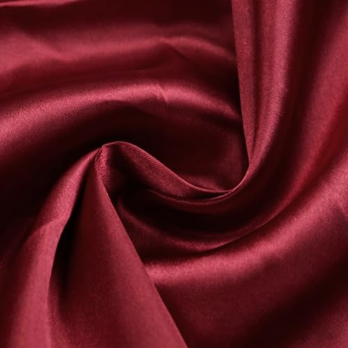 Satin Stoff Meterware aus Polyester 100X200cm, Satinstoff Burgunderrot Glänzender Und Seidiger Futterstoff als Modestoff Dekostoff Gardinenstoff Vorhangstoff Hochzeitsstoff Tischdeckenstoff