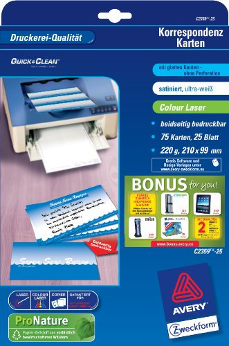 Avery Zweckform Korrespondenz Karten Quick&Clean für Farb- und s/w Laserdrucker