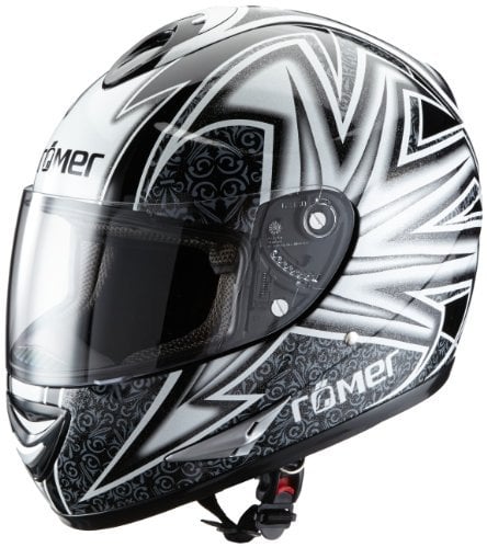 Römer Tribal Motorradhelm, Schwarz/Weiß/Hellgrau, Größe XL (61-62 cm)