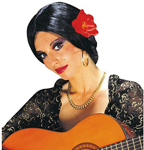 NET TOYS Schwarze Spanierin Perücke Carmen Flamenco Damenperücke Faschingsperücke Karnevalsperücke Flamencoperücke, Einheitsgröße, Kunsthaar
