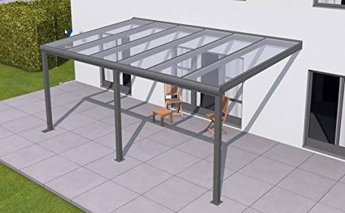 solidPREMIUM 706x250 cm BxT ALU Terrassenüberdachung ANTHRAZIT + 16mm 3-Fach Stegplatten + Zubehör - ÜBERDACHUNG TERRASSENDACH Aluminium VORDACH CARPORT TERRASSE WINTERGARTEN GARTENLAUBE PAVILLON