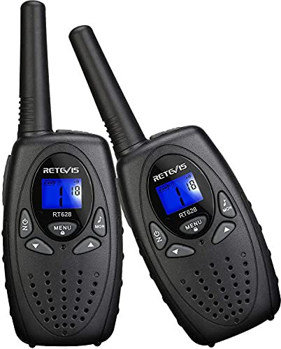 Retevis RT628 Walkie Talkie Niños Fácil de Usar Largo Alcance Walkie Talkie para Niños de 3 a 12 Juguete de Regalo para Senderismo, Camping, Jardín, Actividades al Aire Libre (1 Par, Negro)