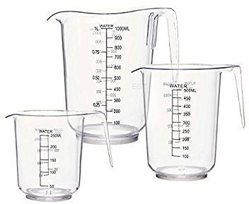 Messbecher-Set aus durchsichtigem Kunststoff, 3-teilig