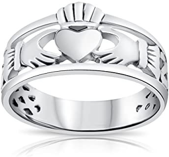 DTPsilver® 925 Sterling Silber Claddagh Ring - Liebe, Loyalität und Freundschaft - Keltisch/Irisch/Herz