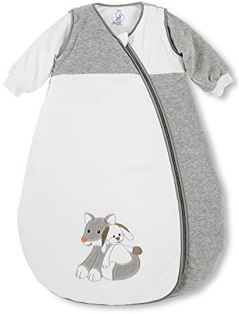 Sterntaler Schlafsack für Kleinkinder, Abnehmbare Ärmel, Wärmeregulierung, Reißverschluss, Größe: 70, Waldis, Weiß/Grau