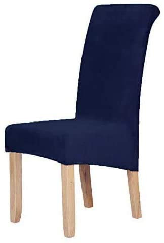 Homaxy Samt Stretch Esszimmer Stuhl Slipcover Satz von 6 - Spandex Plüsch Kurze Stuhl Deckt Solide Große Esszimmer Stuhl Protector Home Decor, Marineblau