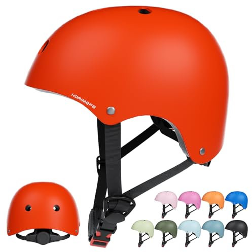KORIMEFA Casco da Bici per Bambini Casco Protettivo Ideale per Bambini e Adolescenti Leggero ma più Sicuro Anche per Skateboard, Monopattino, Pattini a Rotelle per 3-13 Anni Ragazzi Donna (Rosso, S)
