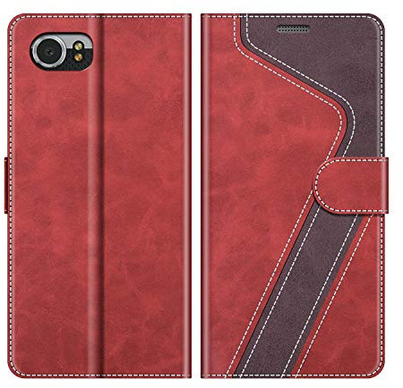 MOBESV Hülle für BlackBerry Keyone Handyhülle, Lederhülle mit Kartenfach, Klapphülle mit Ständer, Flip Case Handytasche Schutzhülle, Modisch Rot