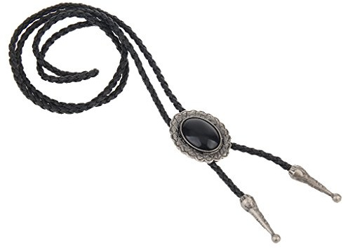 LIANCHI Western Black Bolo Tie for Men and Women,Native American Leather Bolo Tie String